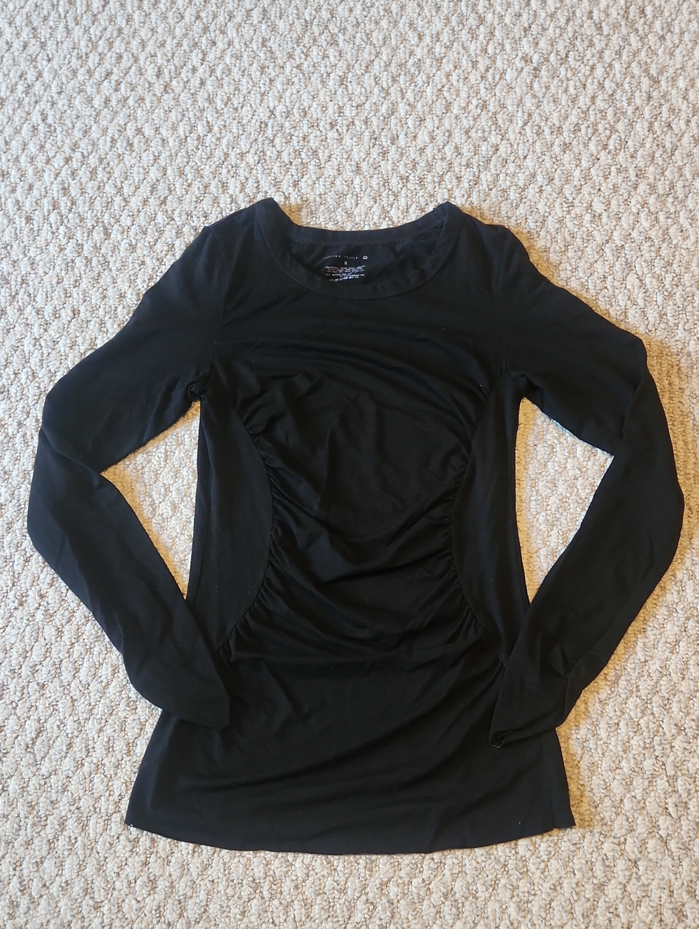 Purusha People Black Long-Sleeve Ruched Moon Phases Tee